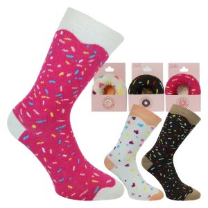 Lustige bunte Donuts-Socken in Geschenkverpackung