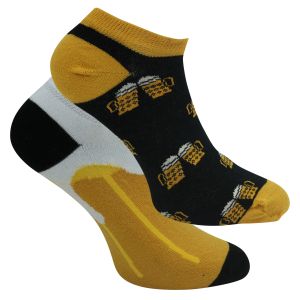 Lustige Sneaker Socken mit Bierglas Motiv - 2 Paar