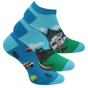 Lustige Sneaker Socken mit Camping Motiv - 2 Paar