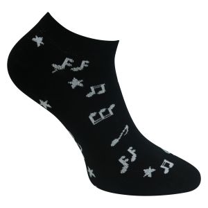 Lustige Sneaker Socken mit Noten und Notenschlüssel Motiv - 2 Paar