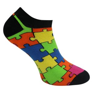 Lustige Sneaker Socken mit Puzzle Motiv - 2 Paar