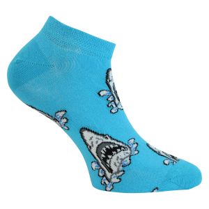 Blaue CRAZY HAI Motiv Sneaker Socken mit viel Baumwolle und Komfortbund