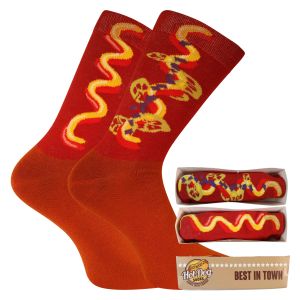 Lustige Motiv-Socken HOT DOG in Geschenk-Pappschachtel
