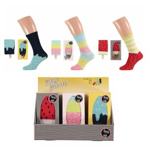 Lustige Socken in Eis am Stiel Geschenk-Schachtel - 1 Paar