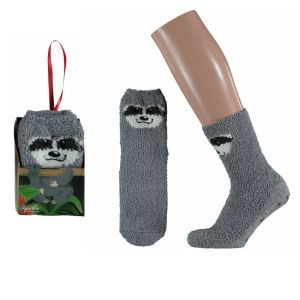 Mega kuschelige Flauschsocken Faultier Motiv Socken in Geschenkschachtel - 1 Paar