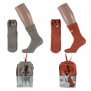 Mega kuschelige Flauschsocken Fuchs Motiv Socken in Geschenkschachtel - 1 Paar