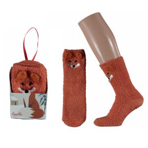 Mega kuschelige Flauschsocken Fuchs Motiv Socken in Geschenkschachtel - 1 Paar