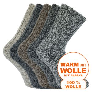 Mollig-warme dicke 100% Wollsocken mit Alpakawolle