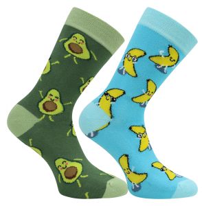 Lustige Motiv Socken CHEEKY FRUITS Avocado-Bananen-Design mit viel Baumwolle