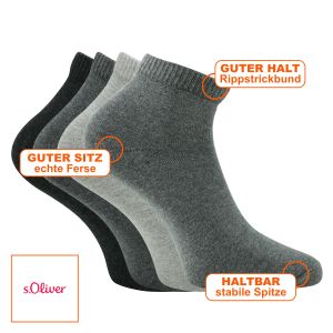 Quarter Socken grau-anthrazit-mix s.Oliver - 4 Paar