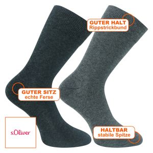 s.Oliver classic Baumwolle Socken anthrazit-mix - 4 Paar