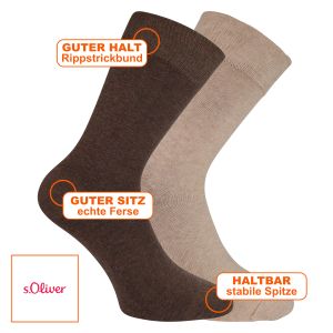 s.Oliver classic Socken Baumwolle braun-beige-mix - 4 Paar