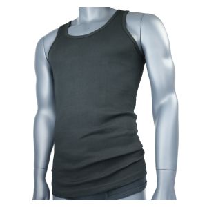 Schwarze Feinripp Unterhemden aus 100% supergekämmter Baumwolle - 2 Stück