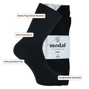 Schwarze Modal-Socken für Damen und Herren - 3 Paar