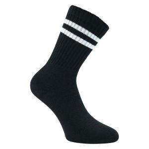Stylische Crew Socks Sportsocken schwarz mit schwarzen Ringeln mit viel Baumwolle