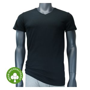 Schwarze T-Shirts aus 100% nachhaltiger Baumwolle V-Ausschnitt CAMANO