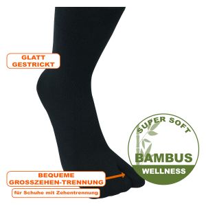 Socken für Flip-Flops aus Bambus schwarz - 3 Paar
