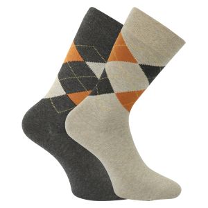 10 Paar Herren Diabetiker Socken farbig  mit Design ohne Gummi beige/braun Töne 