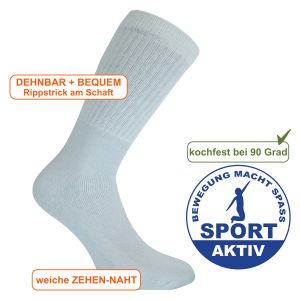 Sport Gesundheits-Socken mit Baumwolle in weiß - 5 Paar