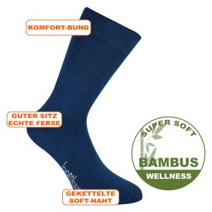 Superweiche Viskose Bambus Socken blau - 3 Paar