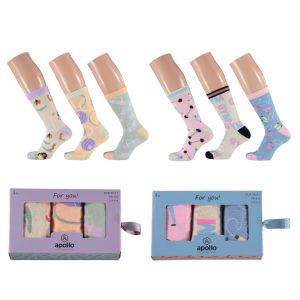 Verrückte bunte Damensocken in Geschenkbox Sporty Socks - 3 Paar