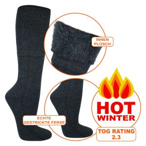 Warme Kniestrümpfe Heat Keeper Mega Thermo anthrazit / grau TOG Rating 2.3 - 1 Paar
