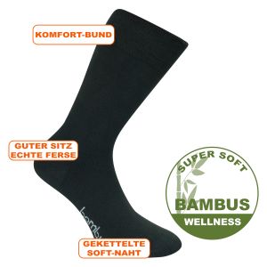 Weiche Viskose Bambus Socken anthrazit - 3 Paar