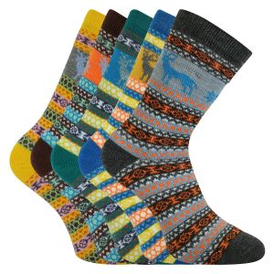 Warme Wohlfühl-Hygge Socken mit viel Wolle u. Rentier-Motive