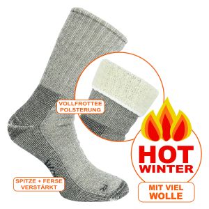 XTREME Medium-Thermo Trekking Woll-Socken mit viel Merino Wolle grau