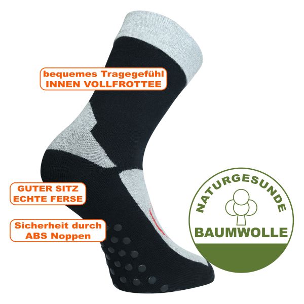 Schwarze ABS Socken mit vielen Noppen unter der Sohle auf Rechnung kaufen  bei