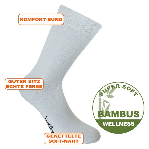 Bambus Socken weiß samtweich und elegant-glatt