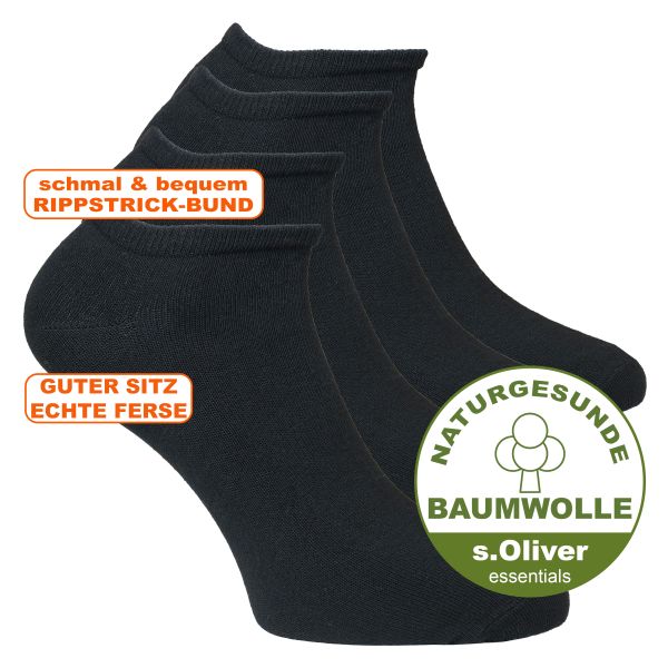 Bequeme s.Oliver Essentials classic Casual Sneakersocken Baumwolle schwarz