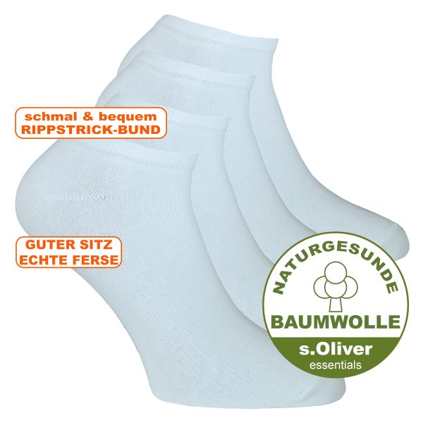 Bequeme s.Oliver Essentials classic Casual Sneakersocken Baumwolle weiß
