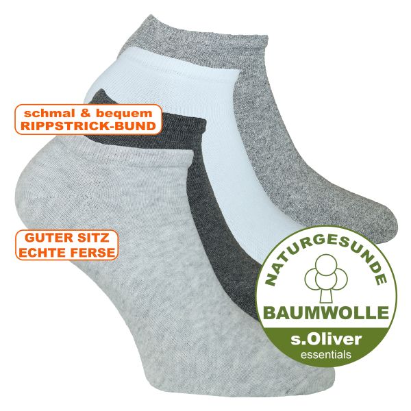 Bequeme s.Oliver Essentials classic Casual Sneakersocken grau-weiß-mix