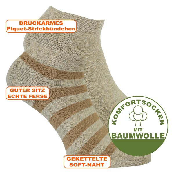 Bequeme Ringel-Sneakersocken Stripes Camano o. Gummidruck beige-mix