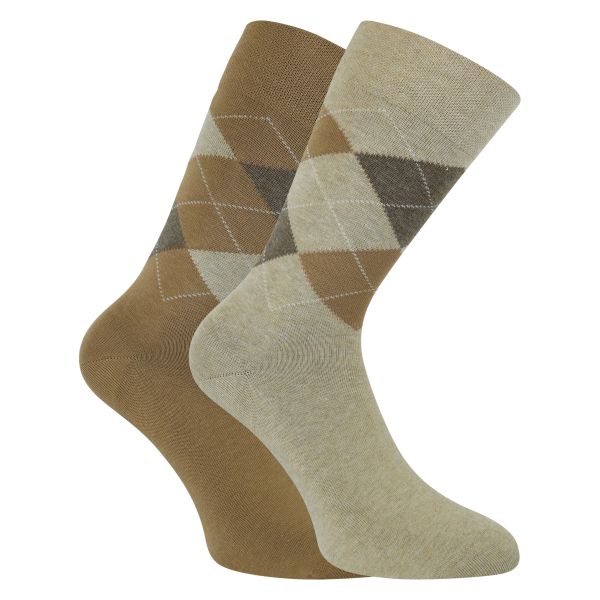 Bequeme Socken Argyle Karo Muster Camano o. Gummidruck beige-mix