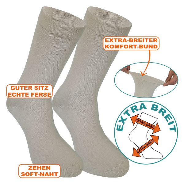 Bequeme Socken extra breit beige ohne Gummidruck