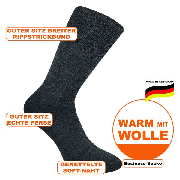 Performance Business Socken 80% Merino-Schurwolle anthrazit-melange