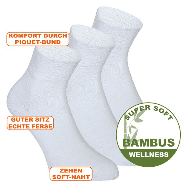 Butterweiche Bambus Kurzschaft Wellness Socken weiß