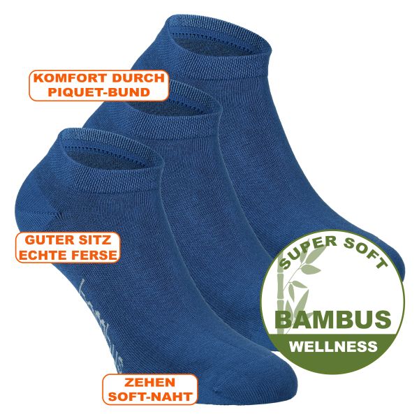 Butterweiche Bambus Sneakersocken jeansblau