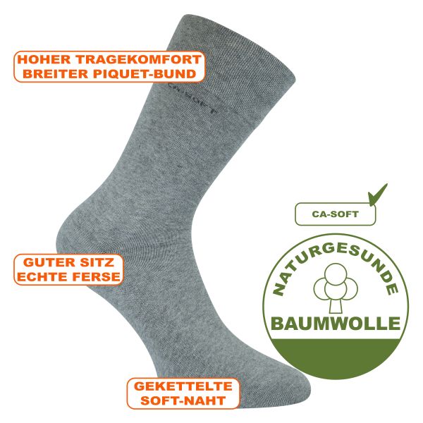 CA-SOFT Socken ohne Gummi-Druck grau camano