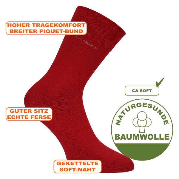 CA-SOFT Socken ohne Gummi-Druck power rot camano