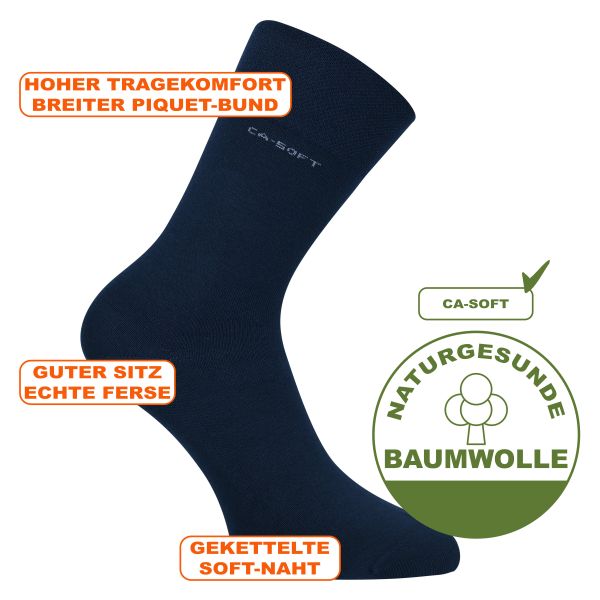 Camano CA-SOFT marine Socken ohne Gummi-Druck dunkel blau