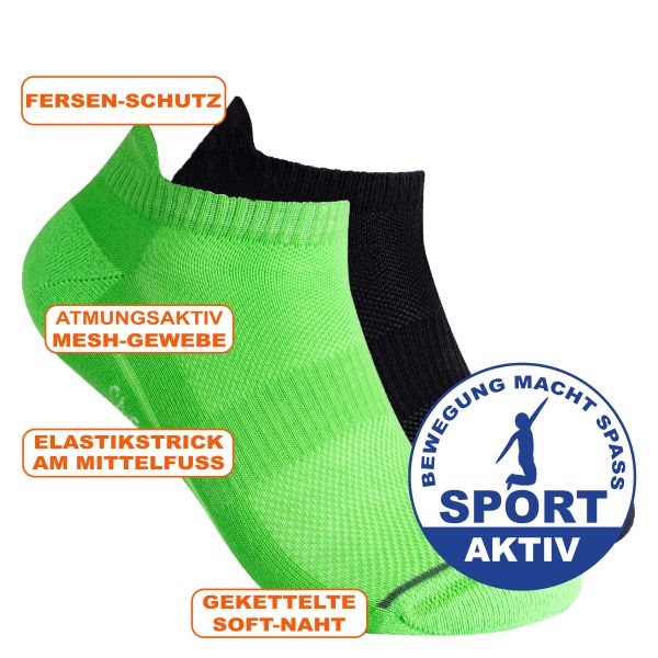 Camano multifunktionale Sport Sneakersocken grün-schwarz-mix