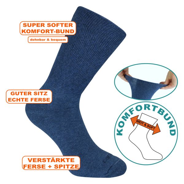 Diabetiker Socken mit Soft-Bund denim-blau-melange - camano auf Rechnung  kaufen bei