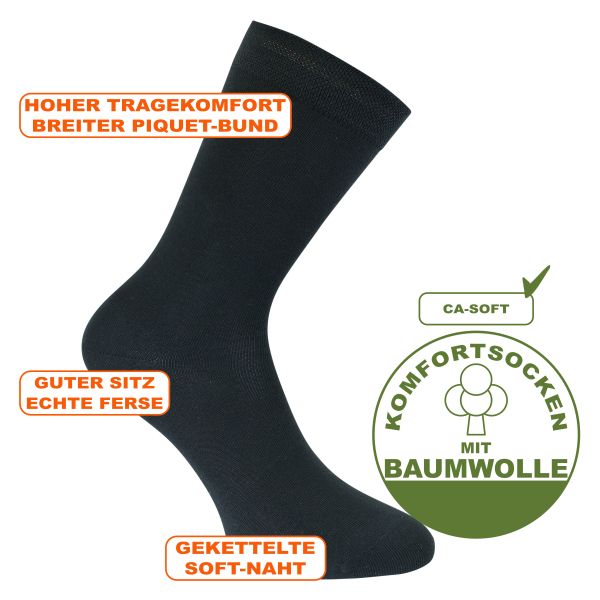 Bequeme Damen CA-SOFT Socken ohne Gummidruck schwarz von Camano