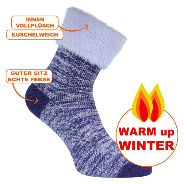 Dicke mollig warme Damen Warm Up Kuschel-Socken mulberry purple lila