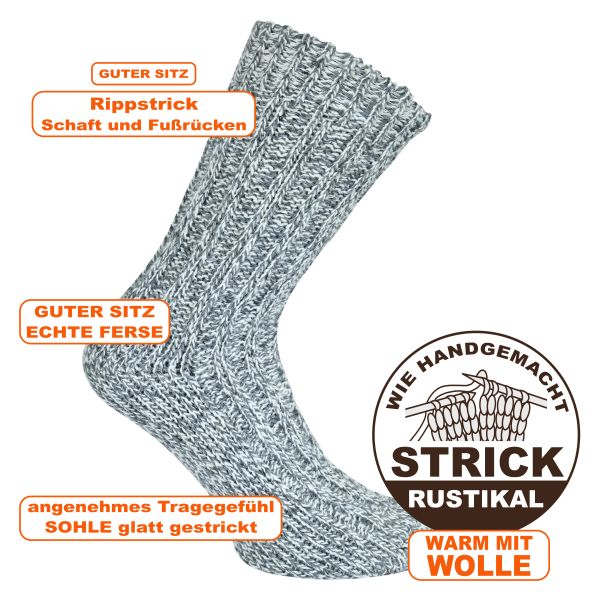 Warme dicke Grobstrick Norweger Socken mit Wolle