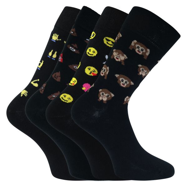 Schwarze funny Emoji Motiv Socken mit Baumwolle