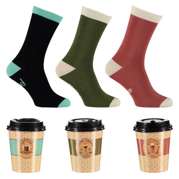 Funny Socken mit Coffee Motive im Kaffeebecher